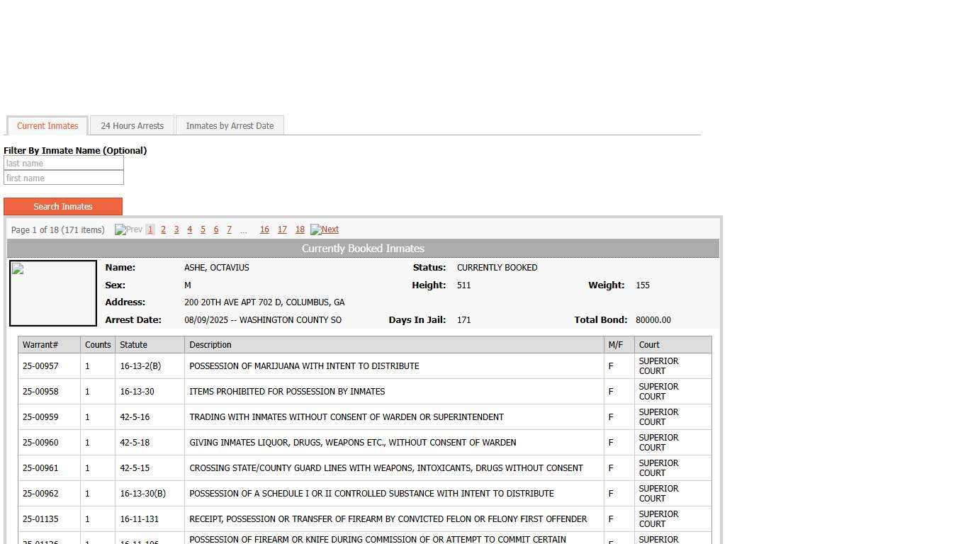 Sheriff's Office Jail Inmate Data